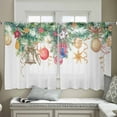 thumbnail image 4 of Christmas Sheer Curtains 54 Inches Length 2 Panels Set, Window Sheer Curtains for Living Room/Bedroom, Xmas Balls Botanical Pine Needle Light Filtering Rod Pocket Curtain 52'' x 54'' x 2, 4 of 7