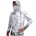thumbnail image 2 of WELIGU UPF 50+ Men's Sun Protection Hoodie with Face Mask & Gaiter, Breathable Long Sleeve Fishing Hiking Shirt Black & White Ink L, 2 of 7