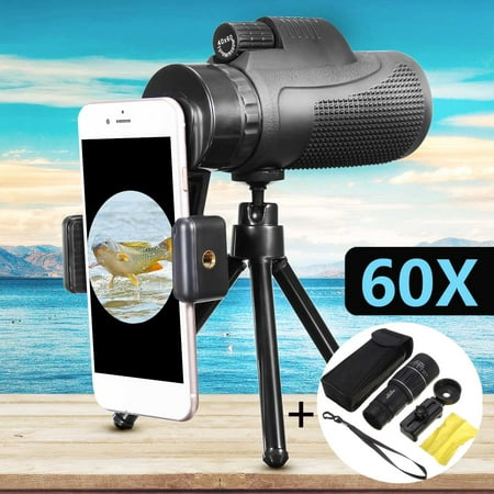 Grtsunsea 40X60 HD Zoom Optical Monocular Telescope Telephoto Camera Lens Mobile Phone Holder with Tripod Gift for Outdoor Travel Hiking