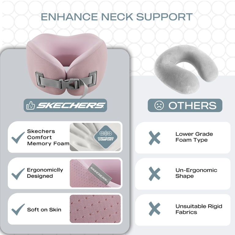 Skechers Memory Foam U-Shaped Travel Neck Pillow, Pink photo 6