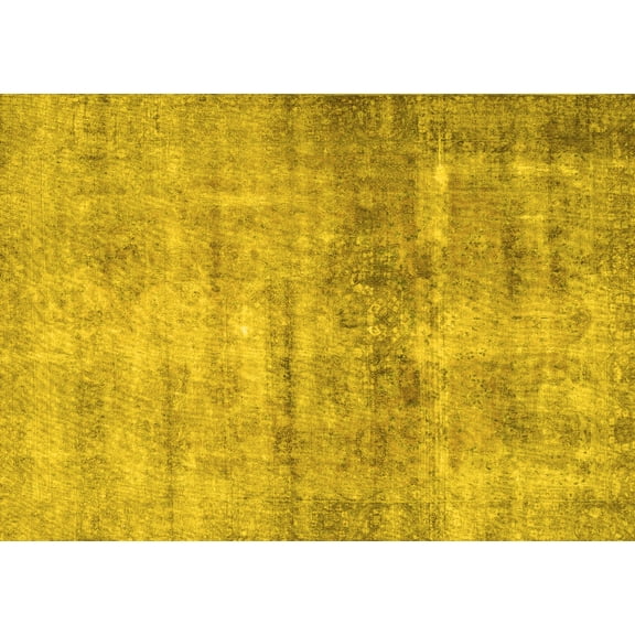 Ahgly Company Machine Washable Indoor Rectangle Persian Yellow Traditional Area Rugs, 5' x 7'