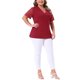 thumbnail image 4 of Blusa elegante de manga corta de encaje con cuello en V para mujer de tallas grandes Agnes Orinda, tunic ribeteada de punto, 2X, burdeos, 4 of 7