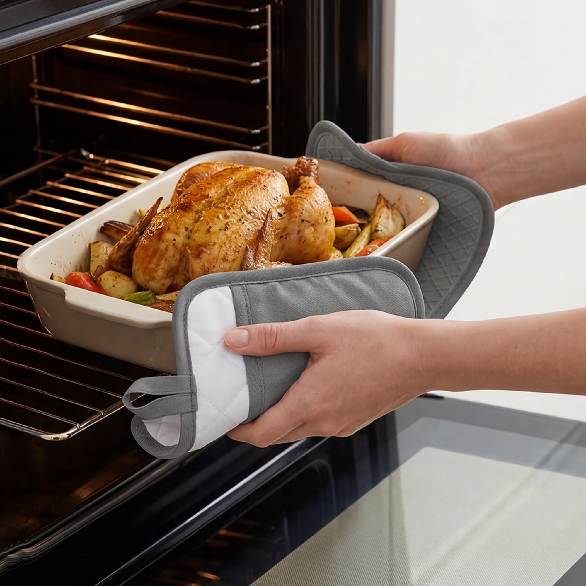 Unique Bargains Pot Holders Heat Resistant Non Slip Hot Pad for Cooking Gray 7.9" x 7.9"