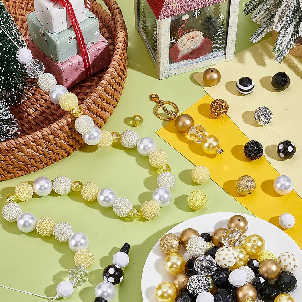 Round Resin & Acrylic & Plastic Imitation Pearl Beads Findings Kits Mixed Color 20x18mm Hole: 3mm