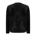 thumbnail image 3 of Fmbrln Womens Solid Long Sleeve Velvet Shirts Fashion Casual V Neck Button Cardigans Loose Comfy Blouse Black XL, 3 of 5