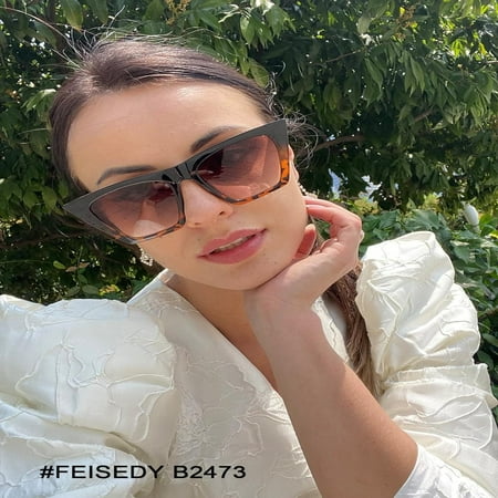 

ZNGYXN FEISEDY Vintage Elegant Retro Style Trendy Square Cat Eye Sunglasses for Women - Stylish Chic Cateye Shades B2473