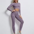 thumbnail image 6 of UAMVSH Yoga 2 Piece Outfits for Women Cropped Long Sleeve Layering Tops with High Waist Butt Lifting Leggings Seamless Athletic Sets(Large,Purple), 6 of 6