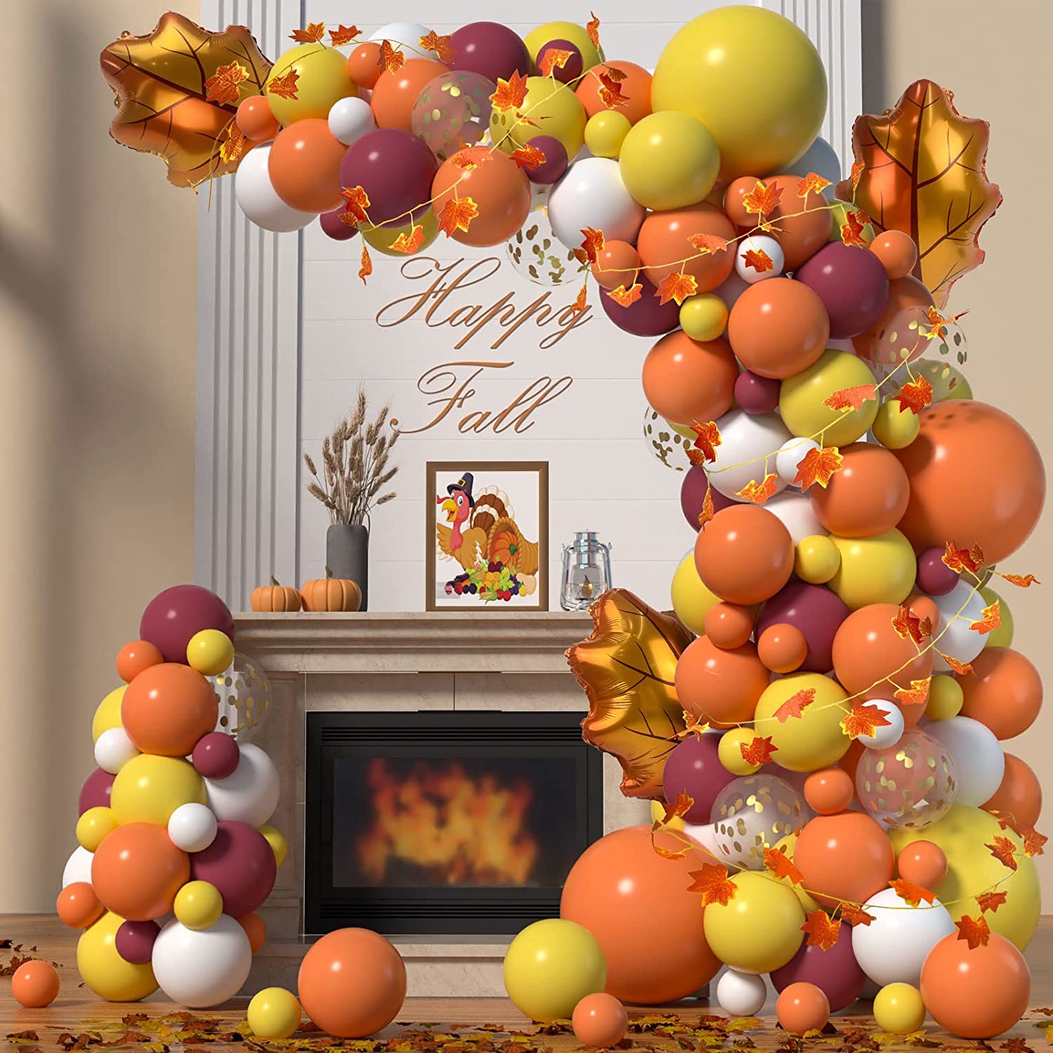 Janinus Fall Balloon Arch Kit Thanksgiving Balloon Garland With
