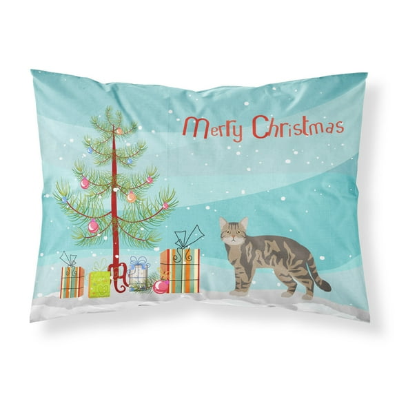 American Wirehair 1 Cat Merry Christmas Fabric Standard Pillowcase