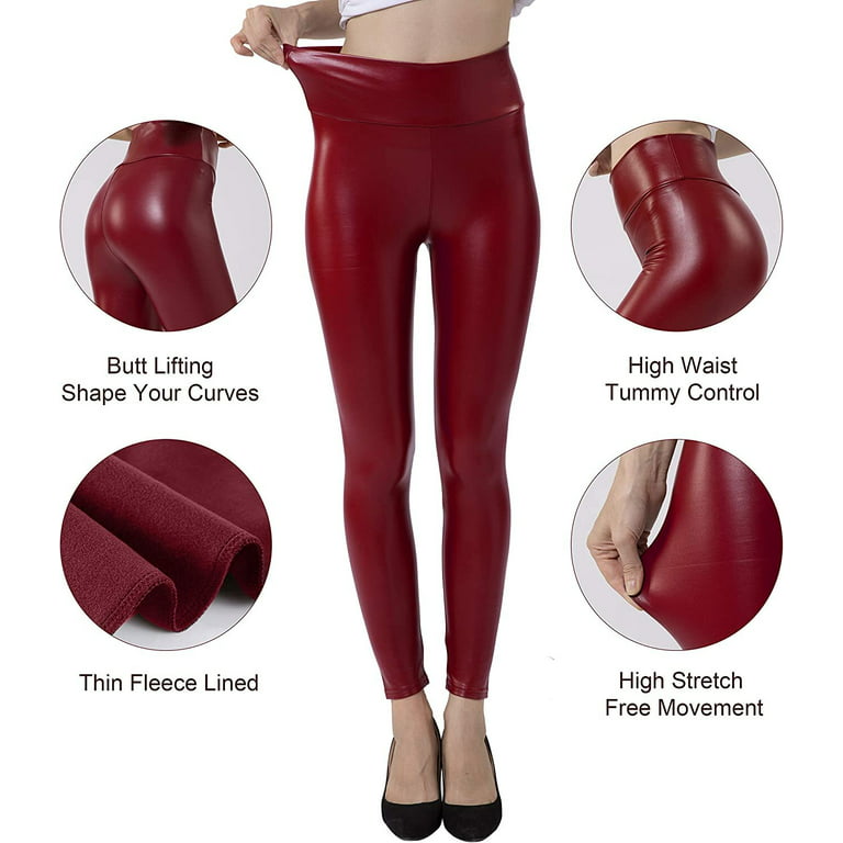 2022 Women's Faux Leather Plus Size High Waist Leggings (Color : Red, Size  : Large) : : Clothing, Shoes & Accessories