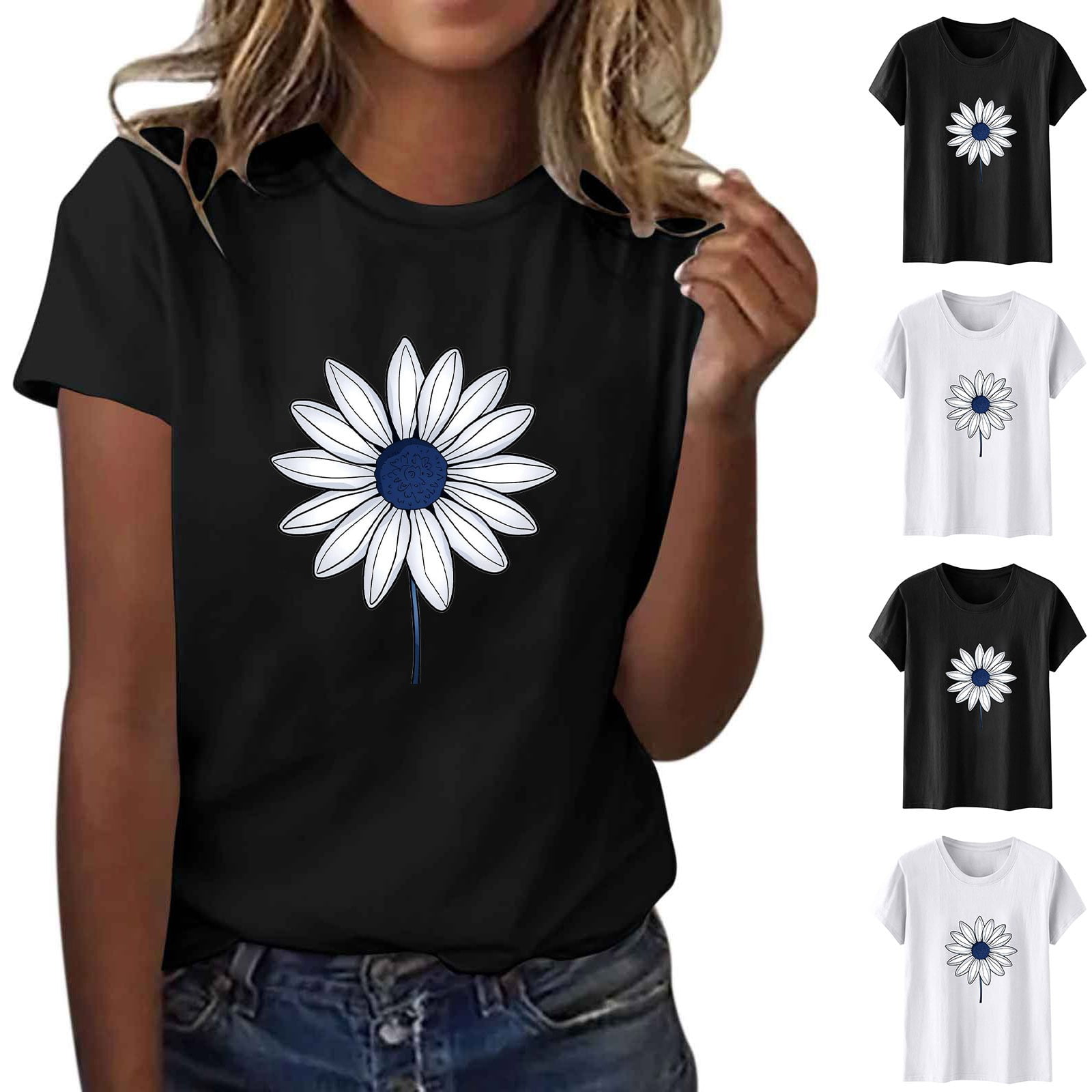 トップス SMALL FLOWER OVER SHIRT Kmdttou Custom POD T-Shirts Womens Tops Fashionable Printed