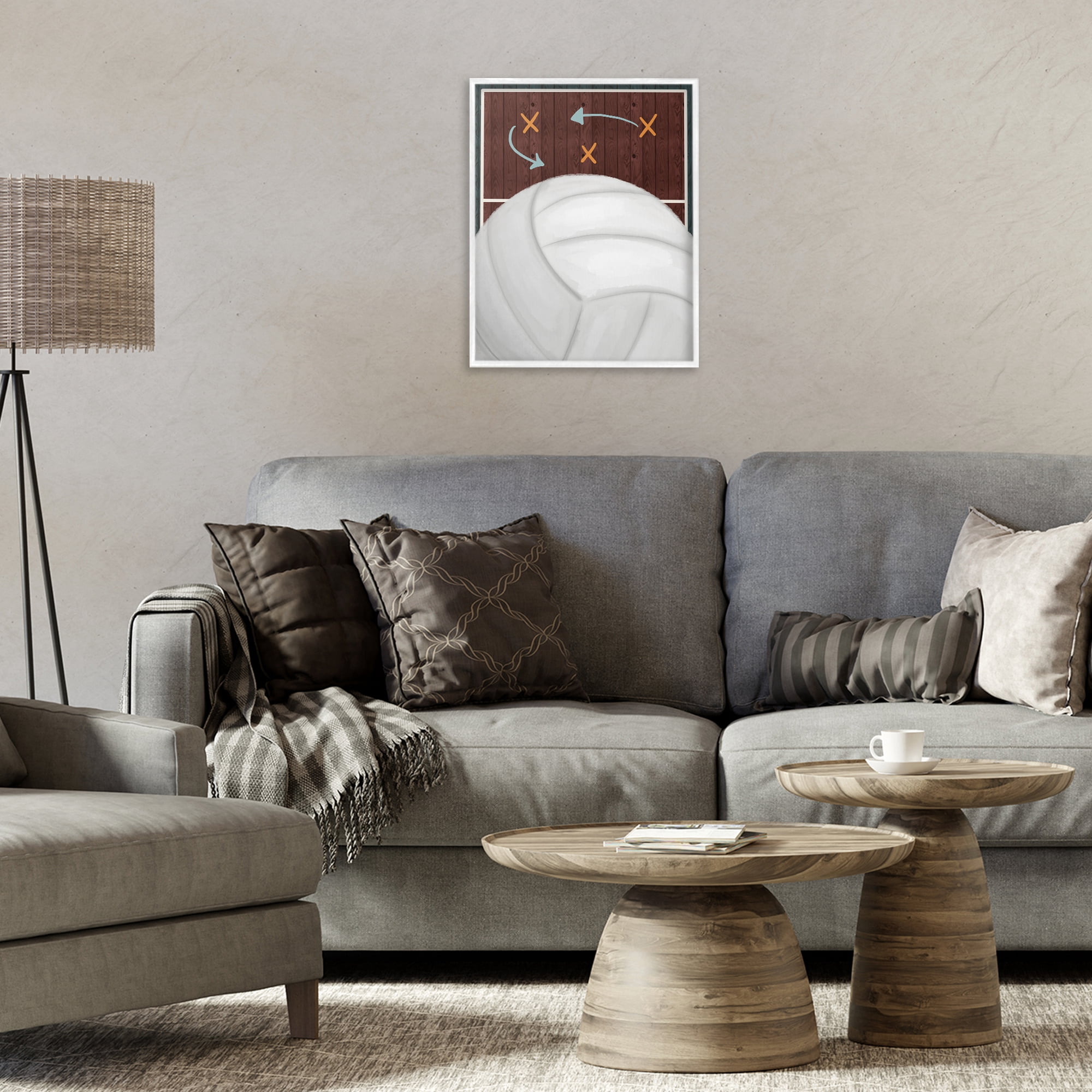 Stupell Industries Volleyball Court Tactics White Framed Giclee Art, design by Jennifer Stith