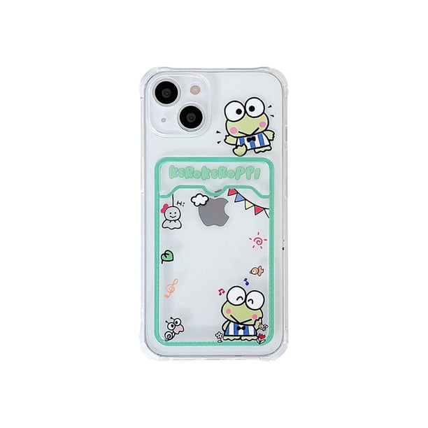 Funda transparente con patrón de Hello Kitty para iPhone, carcasa suave de TPU con ranura para tarjeta y soporte de bolsillo para modelos 7, 8, 14 Plus, 13, 12, 11 Pro Max, X, XR, XS Max Fivean unisex