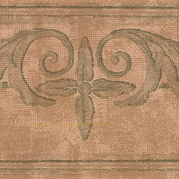 Concord Wallcoverings Retro Leaves Pattern Wallpaper Border Featuring Floral Design, Colors Beige Light Green, Size 7 Inches by 15 Feet DK1256