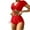 Red, variant on WREESH Womens Two Piece Swimsuit Short Sleeve Crop Top Bathing Suit Ruched Side Board Shorts Summer Bikini Sets Fashion Color Split Swimwear Set Red