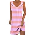thumbnail image 1 of Annhoo Robe d'Été Mini pour Femmes, Décontractée, Ample, à Rayures Imprimées, Col en V, Sans Manches, Robe Débardeur, Plage, Courte, 1 of 5