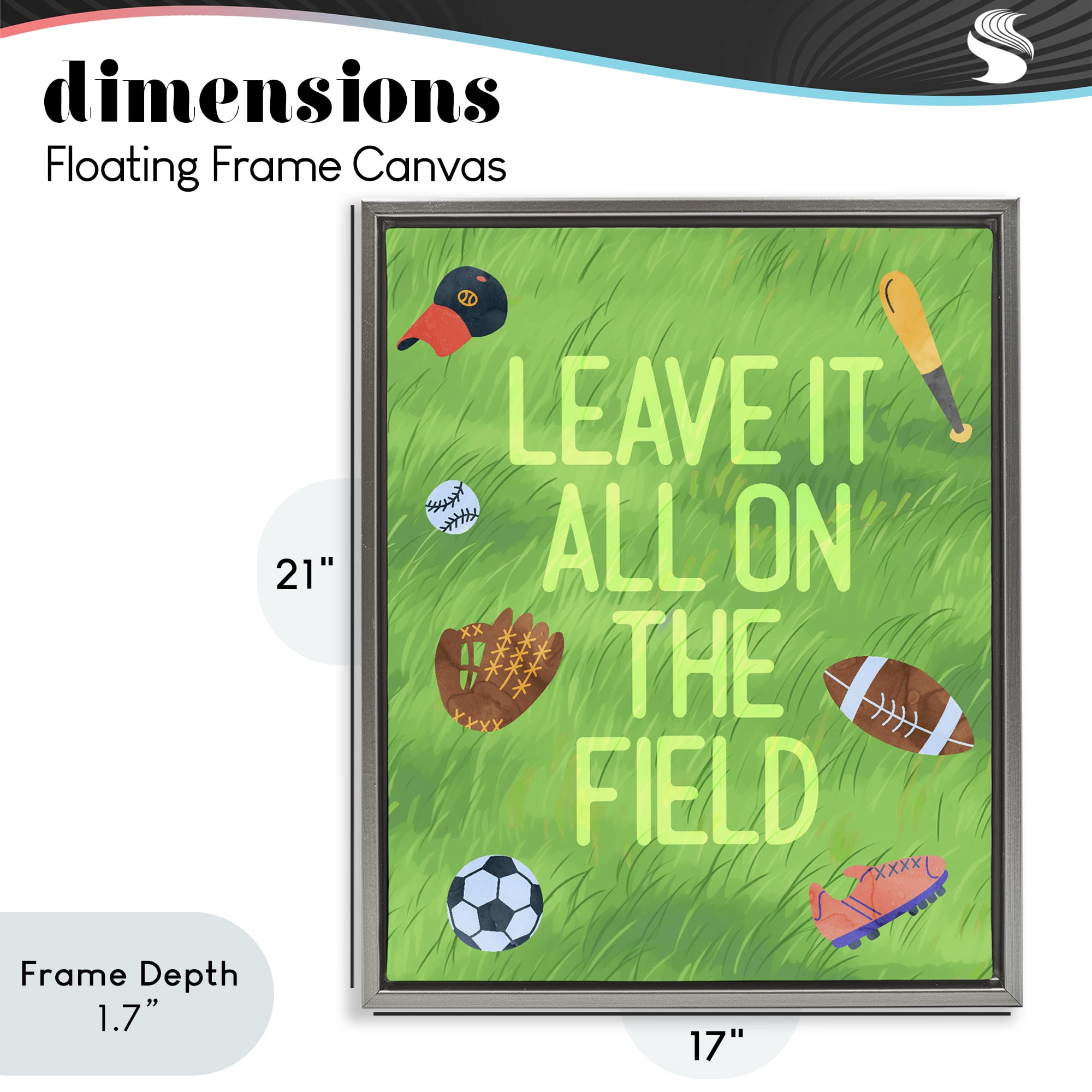 Stupell Industries Leave It On The Field Gray Framed Floater Canvas Wall Art, design by Lil' Rue