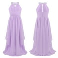 thumbnail image 2 of Aislor Kids Girls Pleated Chiffon Sleeveless Wedding Flower Girls Long Dress Junior Bridesmaid Party Dress Lavender 6, 2 of 7