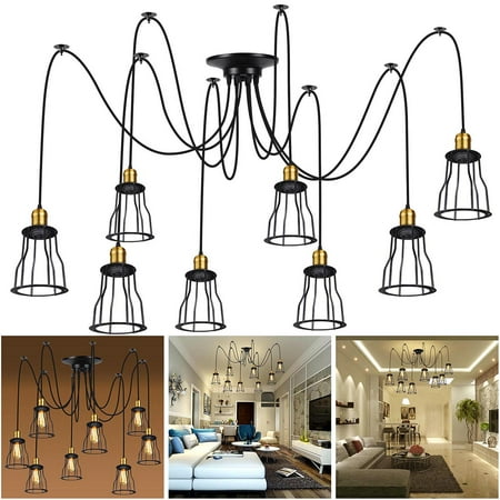 Yescom 8 Heads Vintage Metal Cage Spider Ceiling Light Diy Yescom 8 Heads Vintage Metal Cage Spider Ceiling Light Diy Adjule Chandelier Pendant Lamp Home Hotel