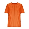 thumbnail image 2 of Girls Short Sleeve T Shirts V Neck Summer Casual Tops Unisex Child Cotton Plain Basic Tshirts (13 Years, Orange), 2 of 5