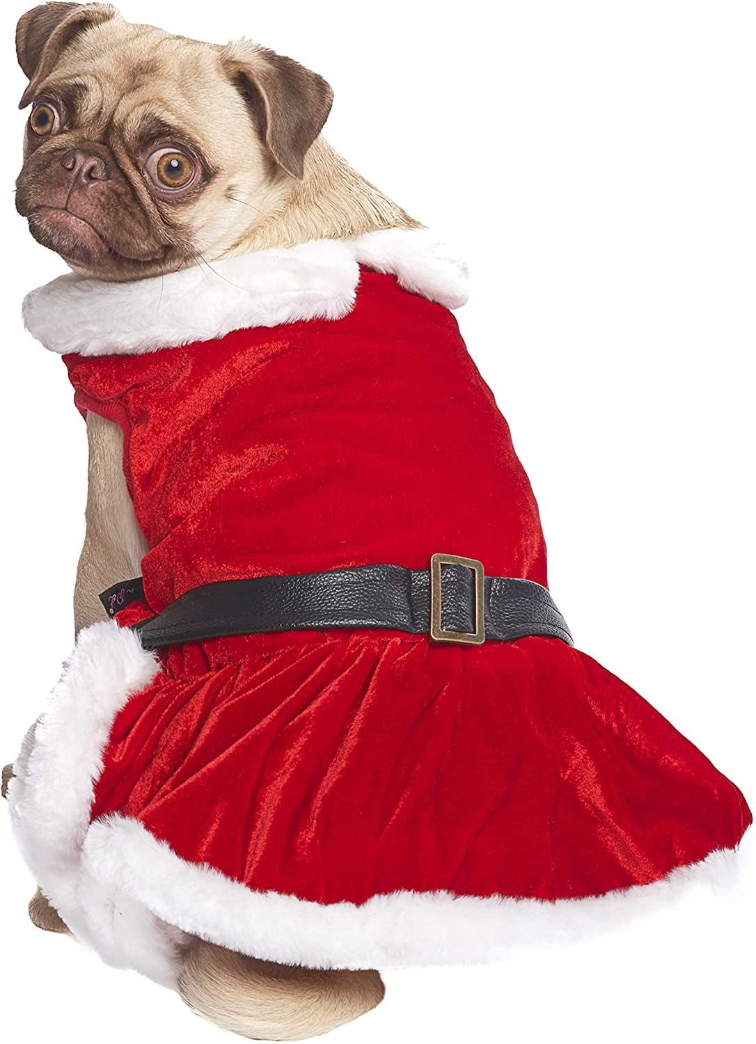 Parisian Pet Dog Christmas Dress – Pet Xmas Dog Dress – Mrs. Santa Claus Dog Costume – Red Velvet Skirt Small Dog Dress – Winter Fall Dog Clothes - Holiday Christmas Outfit for Small Dogs Girl - XS