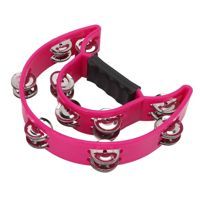 Tambourin à double rangée, mini-instrument de percussion en plastique avec cloches en métal