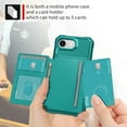 thumbnail image 4 of for iPhone 16e Case with Credit Card Holder, Magnetic Back Flip Case PU Leather Wallet Cover for Women Men, All-Round Shockproof Rugged Protective Phone Case for iPhone 16e, Green, 4 of 7