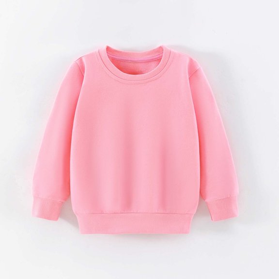 Sentuca Kids Pullover Sweatshirts for Girls Long Sleeve Crewneck Sweatshirt Solid Color Casual Clothes Size 7-8Years