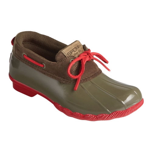 red sperry duck boots