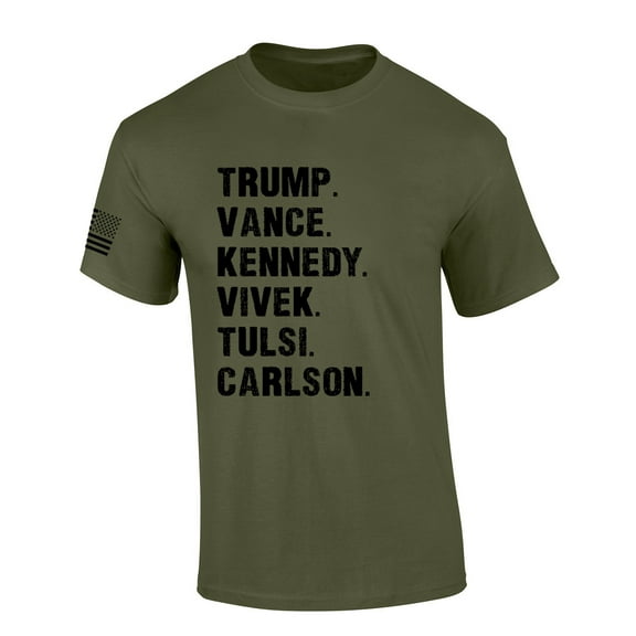 Trenz Shirt Company Trump Vance Kennedy Vivek Tulsi Carlson 2024 Short Sleeve T-shirt-Military Green-5xl