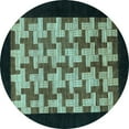 thumbnail image 1 of Ahgly Company Indoor Round Abstract Light Blue Modern Area Rugs, 5' Round, 1 of 4