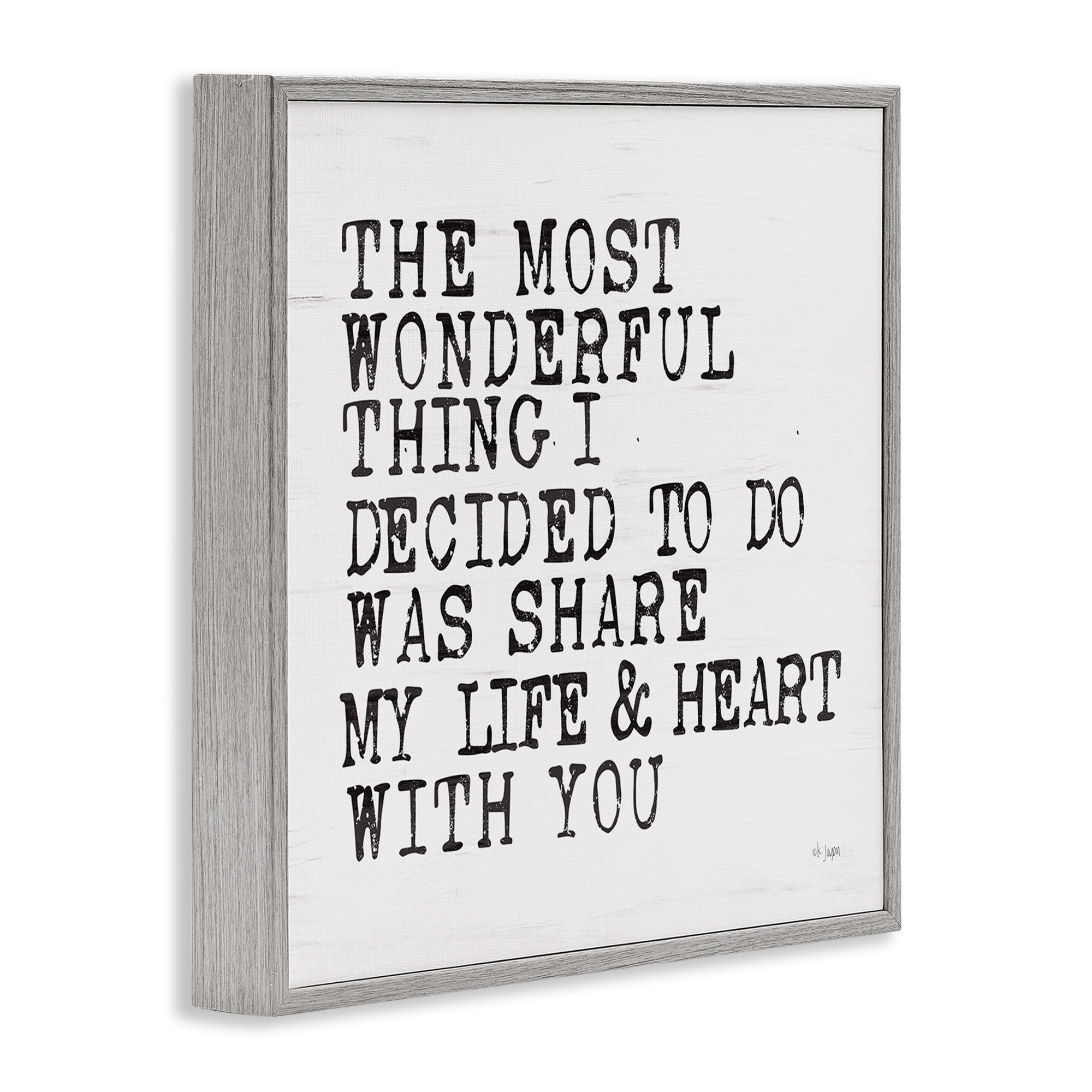 Stupell Industries Share My Heart Inspirational Typography Painting Gray Framed Art Print Wall Art, 17 x 17