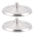 thumbnail image 1 of Household Stainless Steel Tea Cup Handgrip Lid Cover Silver Tone 8.5cm Dia 2pcs, 1 of 3