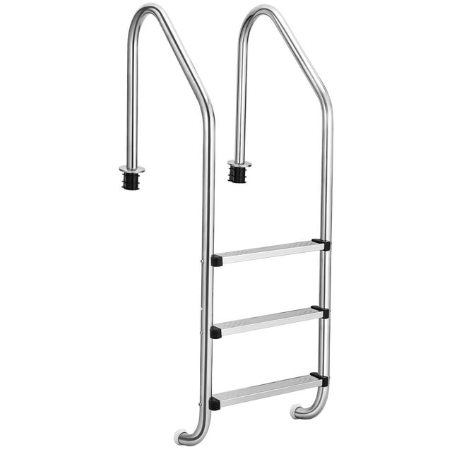 Échelle de Piscine, Marches de Piscine en Acier Inoxydable 304, Échelle de Piscine Durable et Robuste, Système d'Entrée de Piscine à 3 Marches, pour Piscines hors Terre, avec Mains Courantes