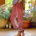 thumbnail image 2 of YUANGUANST Wide Leg Pants Woman Summer Linen Pants For Women Wide Leg Boho Pants Loose Palazzo Pants Floral Pants With And Pockets Office Slacks, 2 of 4