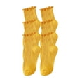 thumbnail image 2 of FAZVAOO Womens Ankle Socks Cotton Solid Colored Socks With Wooden Ear Edges Socks,Yellow 3 Pairs, 2 of 3