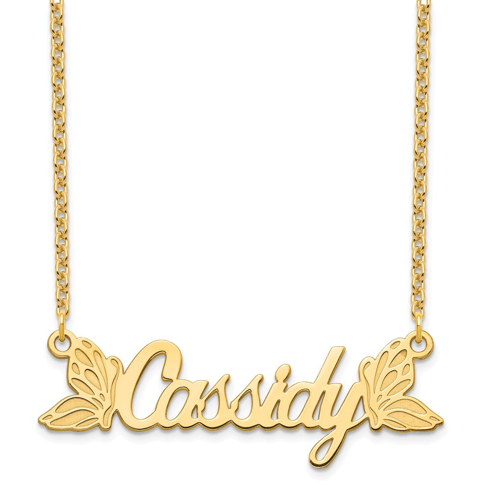 Solid 10k Yellow Gold Underlined Nameplate Pendant Necklace Charm 