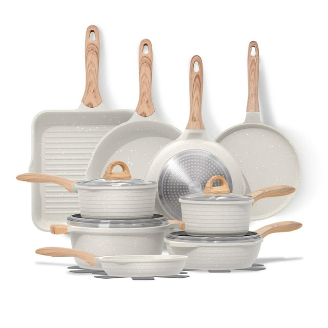 Juego de utensilios de cocina JEETEE, 23 piezas, antiadherentes con ollas de inducción