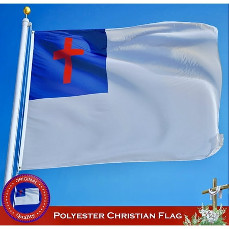 G128 - Christian Flag 3x5 ft Christian Cross Religious Church Flag