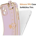 thumbnail image 4 of iPhone 11 Cute Love-Heart Case with Wristband, Bling Silicone Bumper, Camera Lens Protection - Purple (6.1"), 4 of 13