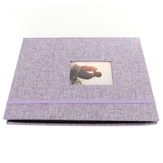 Álbum de fotos pequeño de 3 pulgadas con tejido de cáñamo de algodón y 208 bolsillos, álbum de fotos decorativo para billetes y tarjetas, color morado