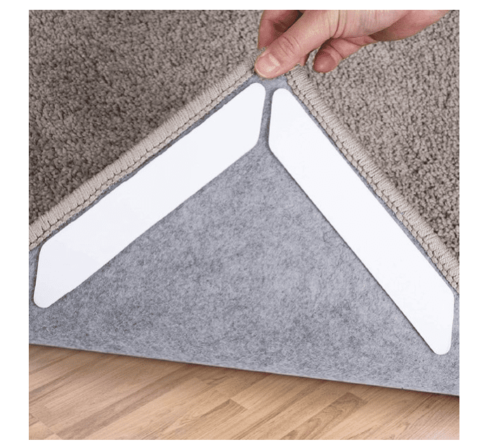 16 Pcs Rug Gripper Anti-Slip Carpet Mats Stickers Hard Floors Reusable Rug Grippers to keep Underlay in Places for Wooden Floors 