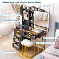 thumbnail image 5 of HNEBC RGB Makeup Vanity Cabinet Stool Table Set Black, 5 of 8