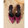 thumbnail image 4 of Women's Pointed Toe Slingback Pumps, Satin Kitten Heels for Wedding Party, 4 of 6