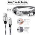thumbnail image 3 of Type C Cable, USB C Cables Cord 6FT Hootek 4 Pack Type C Charging Cable USB Cable USB C to USB A Cord Android Cables Type C Charging Cords Phone Cables Fast charging cable for Samsung, White+Purple, 3 of 7