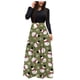 thumbnail image 1 of Vestido de manga larga para mujer Navidad cuello redondo Santa muñeco de nieve estampado cintura alta Boho Maxi vestido Casual fiesta vestido de noche Fridja nbo1975, 1 of 5