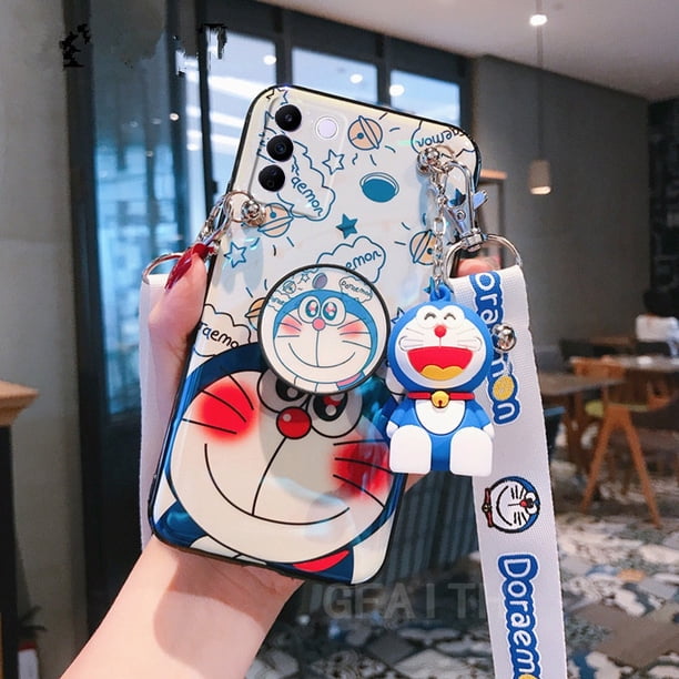 Vivo V27e V27 PRO Funda Blu-ray Doraemon Soporte De Muñeca De Dibujos Animados Pareja Para Teléfono VIVOV27 Carcasa Con Correa De Letras De Moda