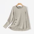 thumbnail image 3 of ZANZEA Womens Round Neck Long Sleeve Knitted Tops Asymmetric Hem Blouse Casual Jumper Pullover Shirt, 3 of 9