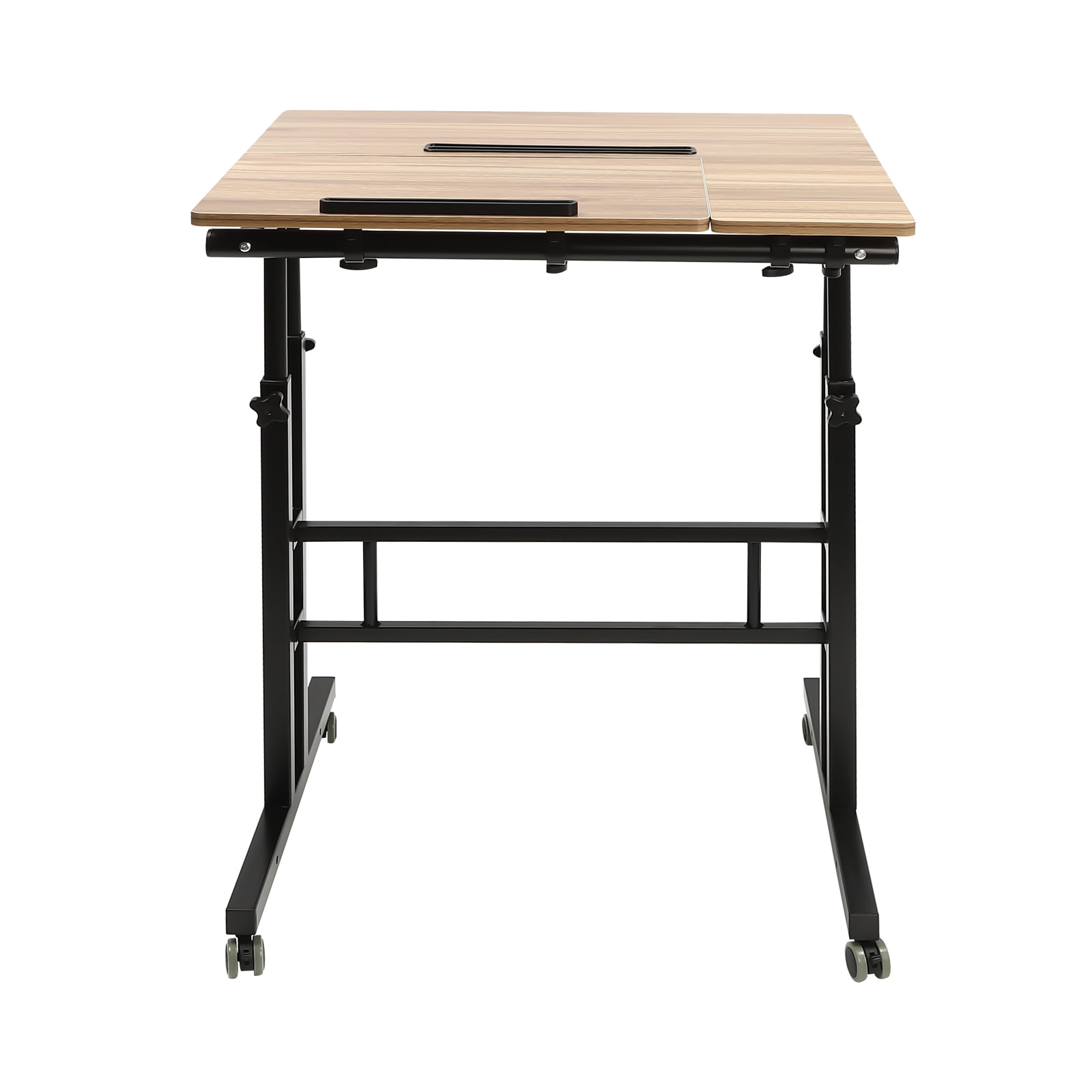 Miumaeov Mobile Stand Up Desk with Height Adjustable Standing Desk with Wheels Portable Rolling Laptop Cart for Home Office Standing or Sitting