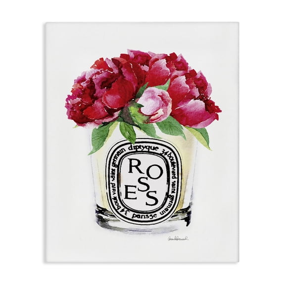 Stupell Industries Art Deco Fashion Designer Rose Flower Glass Red Watercolor Canvas Art, 16 x 20, by Amanda Greenwood